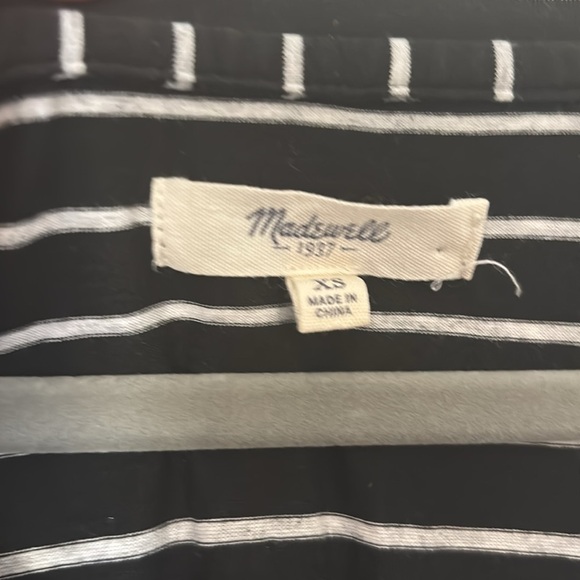 Madewell Black and Gray Striped Tee Shirt Slit Maxi Dress Size Extra Small - Picture 3 of 7